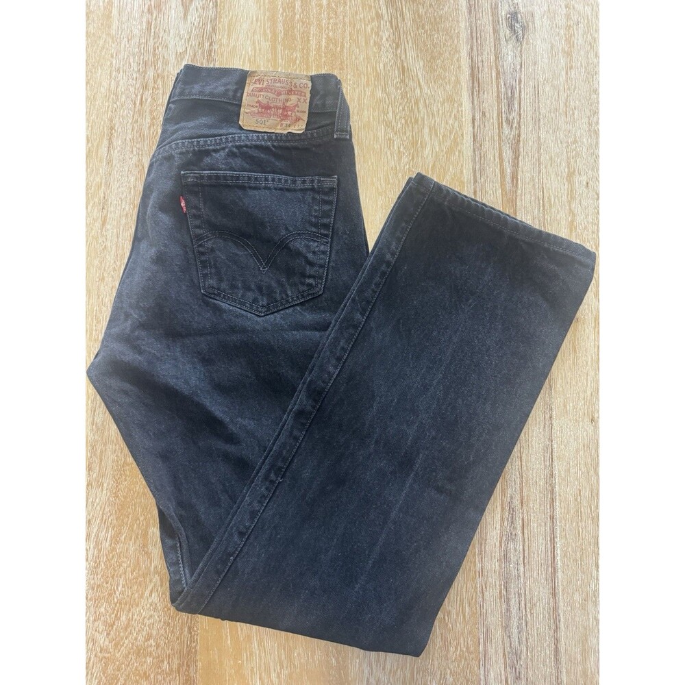 Levis 501 Original Fit Jeans Mens 34x32 Faded Black Denim Straight Button Fly